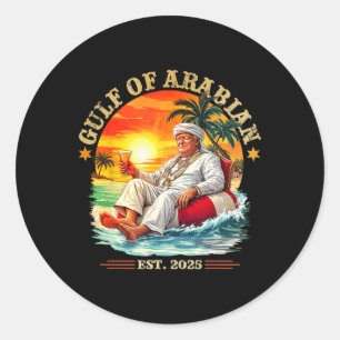 Golf von Arabien Est 2025 Lustiger Trump Vintage P Runder Aufkleber