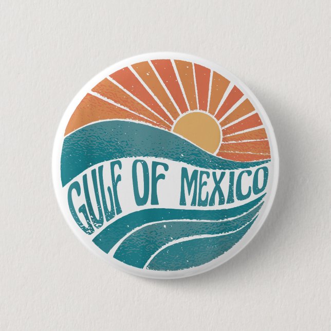 Golf von Mexiko Est 1550 Retro Beach Golf von Mexi Button (Vorderseite)