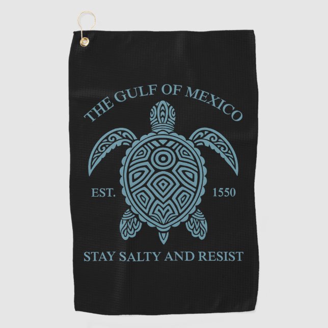 Golf von Mexiko ESTD 1550 Bleibe Salty and Resist Golfhandtuch (Vorderseite)