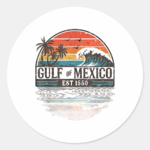 Golf von Mexiko Forever Retro Vintager Strand Runder Aufkleber