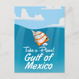 Golf-von-Mexiko-Reiseposter-Cartoon. Postkarte