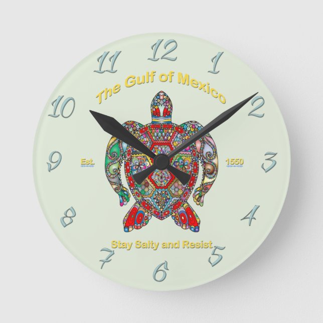 Golf von Mexiko Runde Wanduhr (Vorderseite)
