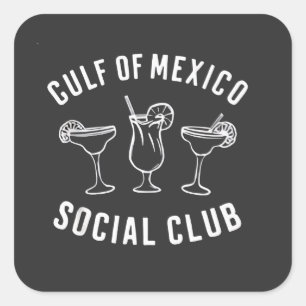 Golf von Mexiko Social Club Lustig Retro Quadratischer Aufkleber