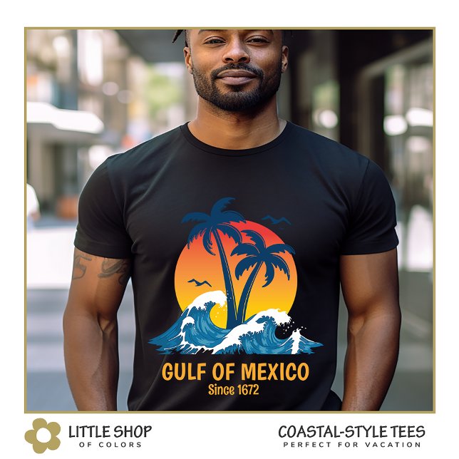 Golf von Mexiko Sonnenuntergang Palmen T-Shirt (Von Creator hochgeladen)
