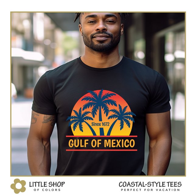 Golf von Mexiko Tropical Palm Trees Sunset T-Shirt (Von Creator hochgeladen)