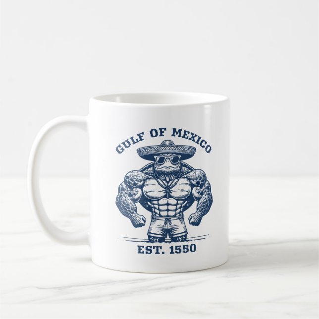 Golf von Mexiko Turtle Bodybuilder Tragen von Sonn Kaffeetasse (Links)