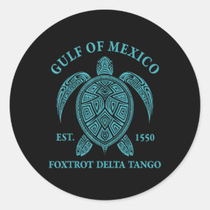 Golf von Mexiko Turtle Foxtrot Delta Tango Est 155 Runder Aufkleber