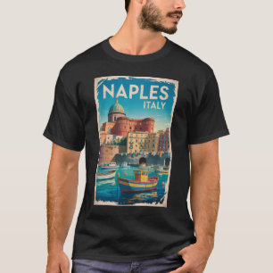 Golf von Neapel Italien Illustration Reise Kunst V T-Shirt