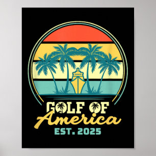 Golf Von USA Amerika Shirt Est 2025 Retro Vintage Poster