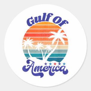 Golf von USA, Vintager Sonnenuntergang Runder Aufkleber
