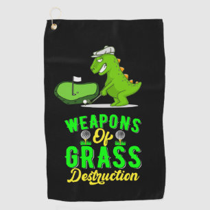 Golf-Waffe Zerstörung von Gras mit Dinosaurier Golfhandtuch