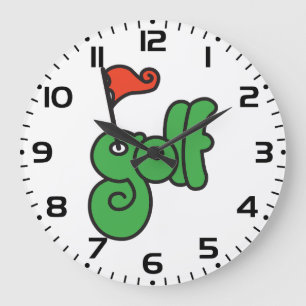 Golf Wang Lebendiges Grün und Rot Große Wanduhr