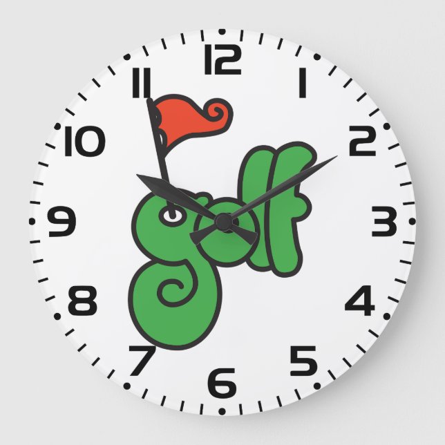 Golf Wang Lebendiges Grün und Rot Große Wanduhr (Vorderseite)