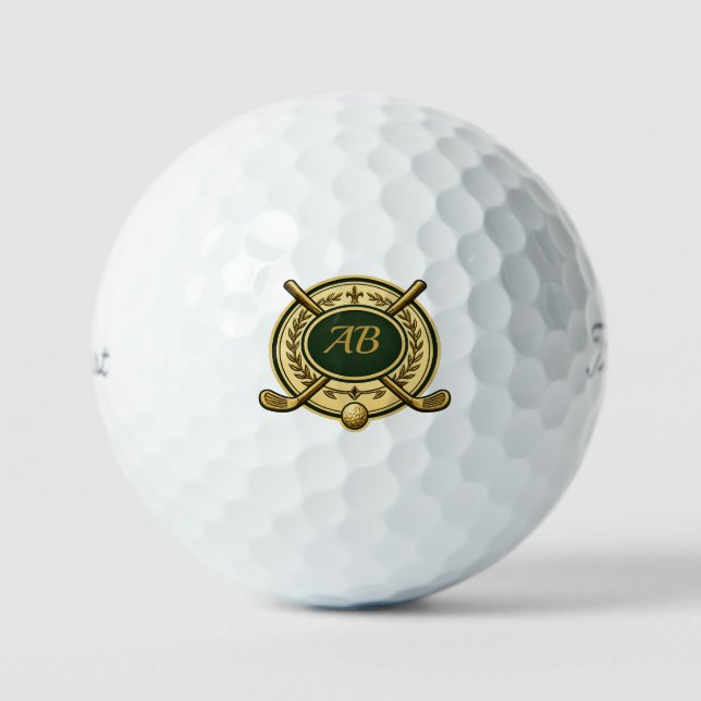 Golf-Wappen mit individuellen Initialen Golfball (Vorderseite)