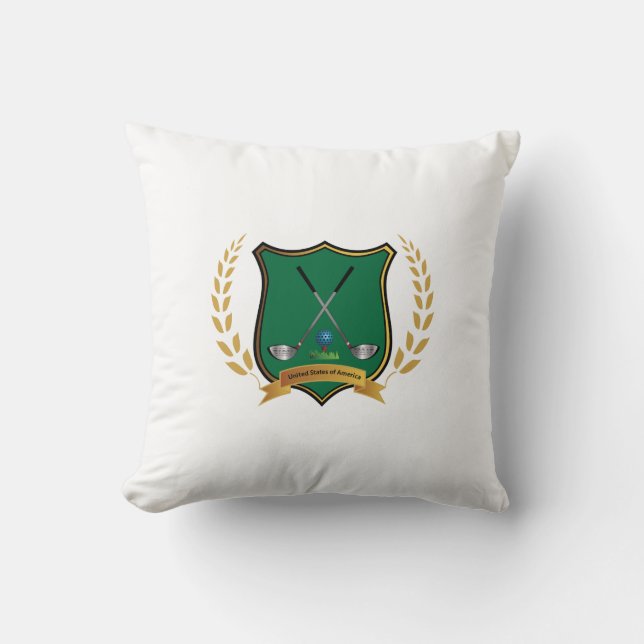 GOLF-Wappen mit Laurel Wreath Monogram Kissen (Vorderseite)