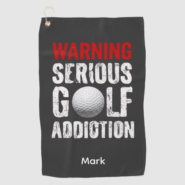 Golf Warnung Ernsthafte Sucht Lustiger Golfer Golfhandtuch (Vorderseite)