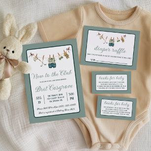 Golf Wäscheleine, Neu im Club Baby Shower Begleitkarte