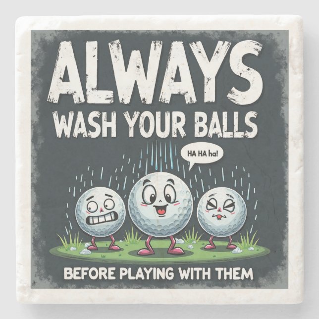 Golf Wash Your Balls Stone Untersetzer (Vorderseite)