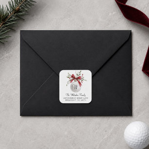 Golf-Wasserfarbe-Weihnachts-Sticker-Rücksendeadres Quadratischer Aufkleber