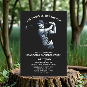 Golf Watercolor Bachelor Party Black Einladung