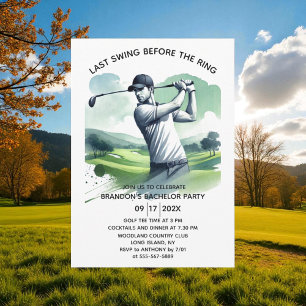 Golf Watercolor Bachelor Party Einladung