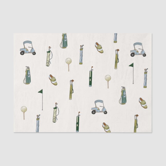 Golf Watercolor Blau und Grün Seidenpapier (Vorderseite)