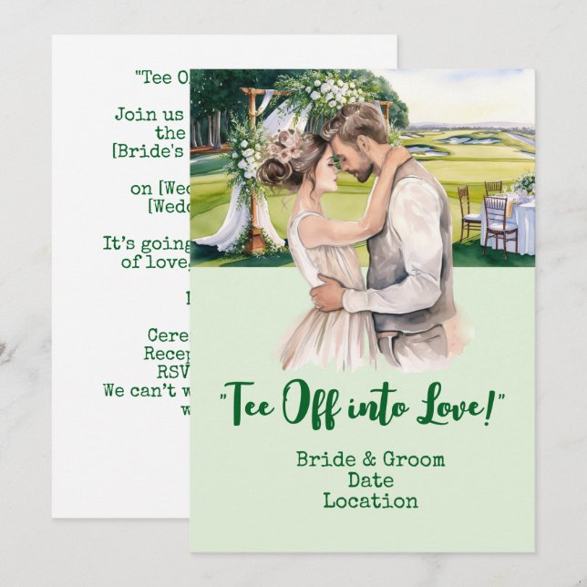 Golf Wedding auf dem Golfplatz Einladung (Vorne/Hinten)
