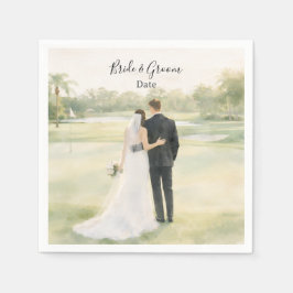 Golf wedding Birde and Groom on Putting Green Serviette