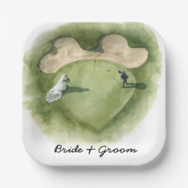 Golf wedding bride groom golf ball tee with love pappteller