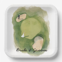 Golf wedding bride groom golf ball tee with love pappteller