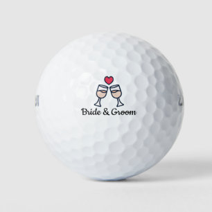 Golf Wedding Bride & Groom Name mit Liebe Golfball