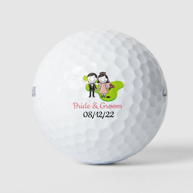 Golf Wedding Brie and Groom auf Golfplatz Golfball (Vorderseite)