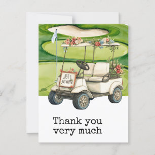 Golf Wedding Dankeschön. Ihre Karte mit Golfwagen