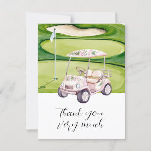 Golf Wedding Dankeschön. Ihre Karte mit Golfwagen