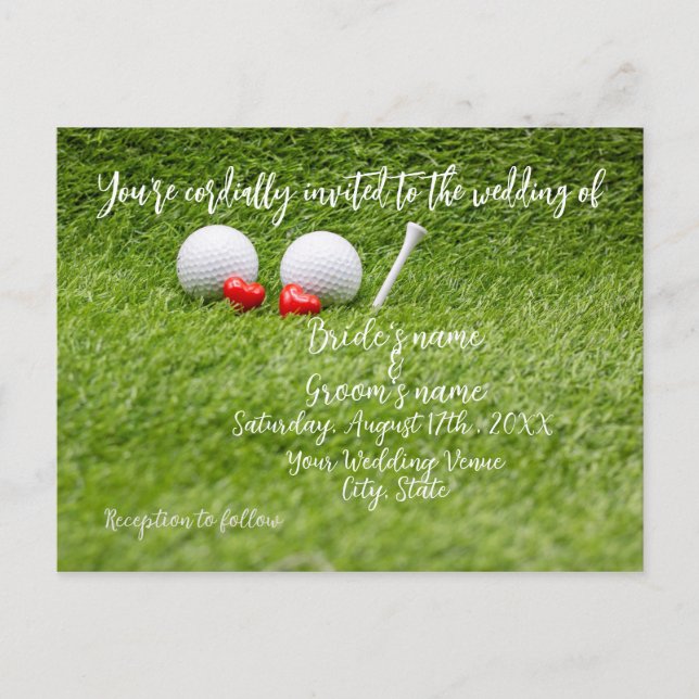 Golf Wedding Einladung Karte für Golfer (Vorderseite)