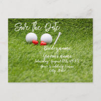 Golf Wedding Einladung Karte mit zwei Herzen