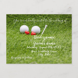 Golf Wedding Einladung Karte mit zwei Herzen auf g