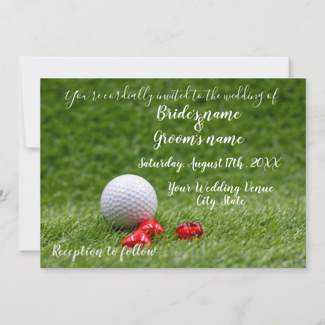 Golf Wedding Einladungskarte mit Golfball Einladung (Vorderseite)