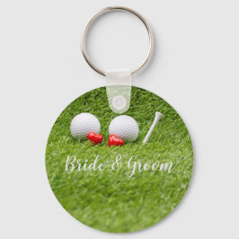 Golf Wedding mit Golf Ball Tee mit Liebe auf Grün Schlüsselanhänger