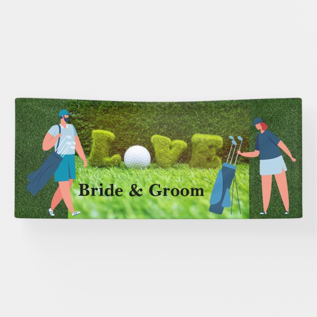 Golf Wedding mit LIEBE und Golfern Banner (Horizontal)
