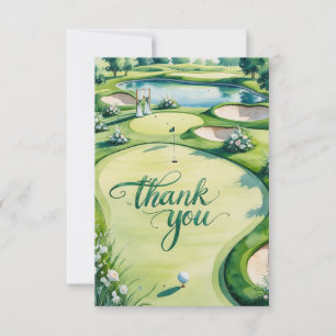 Golf Wedding mit Text auf Golfplatz Dankeskarte