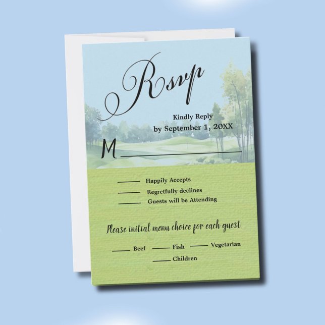 Golf Wedding RSVP Card QR Code Optional  Karte (Von Creator hochgeladen)