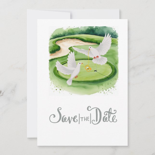 Golf Wedding Save the Date Golf Thema Einladung (Vorderseite)