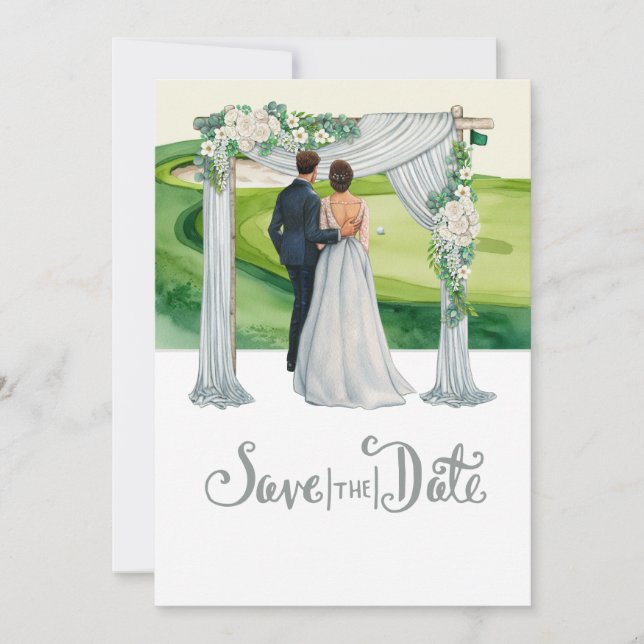 Golf Wedding Save the Date Golf Thema Einladung (Vorderseite)