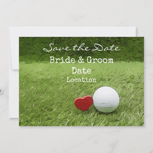 Golf Wedding speichern Sie das Datum mit Liebe Gol Einladung (Vorderseite)