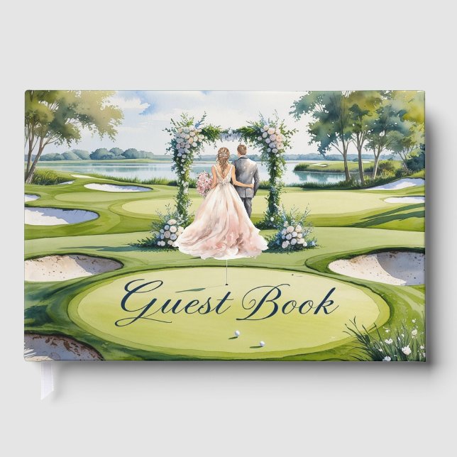 Golf Wedding Thema für Golfer auf Golfplatz Gästebuch (Vorderseite)