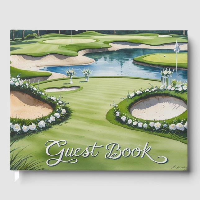 Golf Wedding Thema für Golfer Gästebuch (Vorderseite)