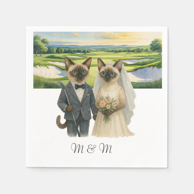 Golf Wedding themed for Cat Lovers Serviette (Vorderseite)