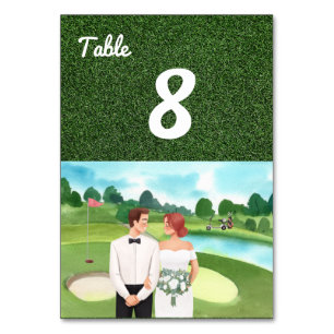 Golf Wedding Tischnummer Card mit Golfball