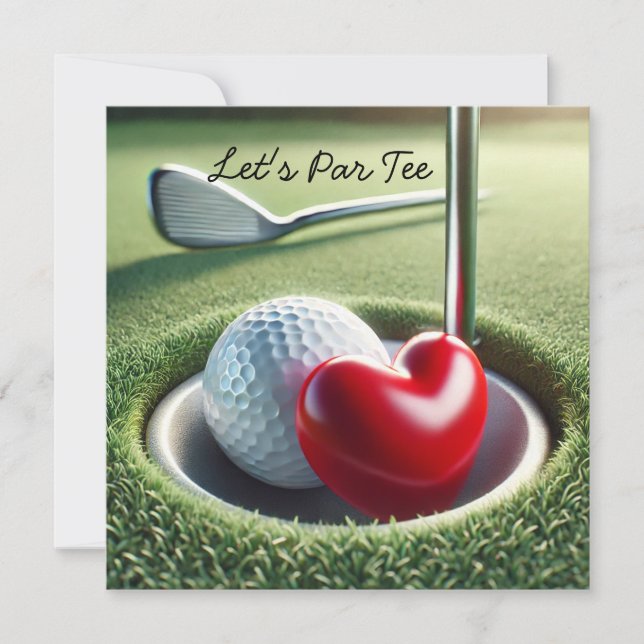 Golf WEDING mit Golfball auf grüne Einladung (Vorderseite)